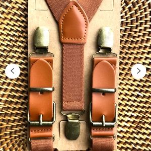 Brown Faux Leather Suspenders